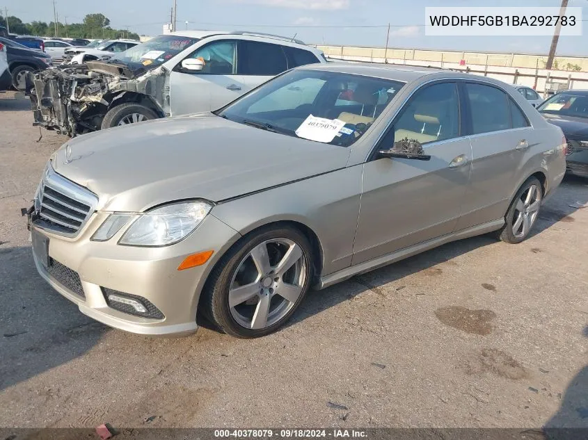 2011 Mercedes-Benz E 350 VIN: WDDHF5GB1BA292783 Lot: 40378079