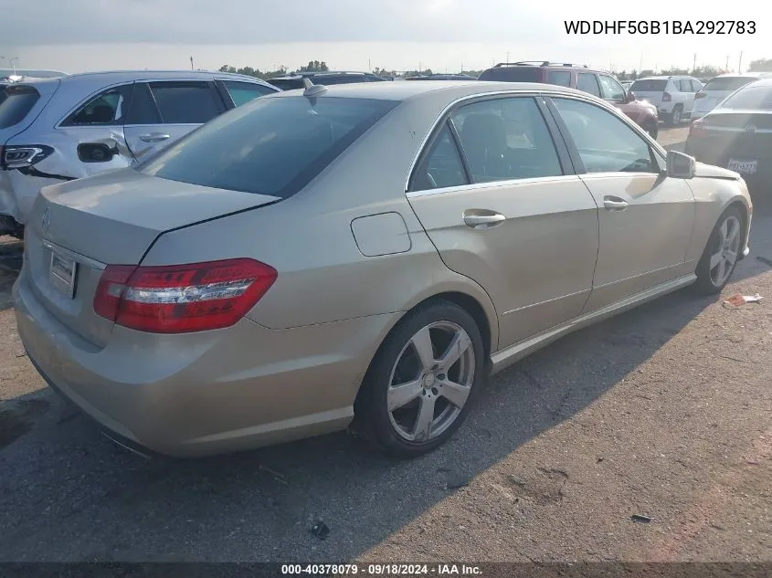 2011 Mercedes-Benz E 350 VIN: WDDHF5GB1BA292783 Lot: 40378079