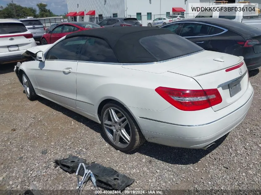 2011 Mercedes-Benz E 350 VIN: WDDKK5GF3BF036104 Lot: 40382486