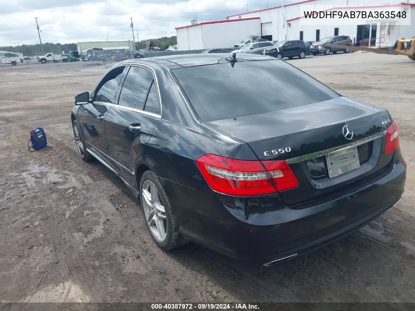 2011 Mercedes-Benz E 550 4Matic VIN: WDDHF9AB7BA363548 Lot: 40387972