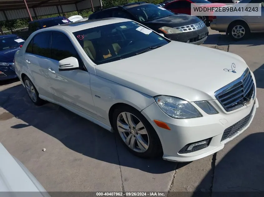 2011 Mercedes-Benz E 350 Bluetec VIN: WDDHF2EB9BA414243 Lot: 40407962