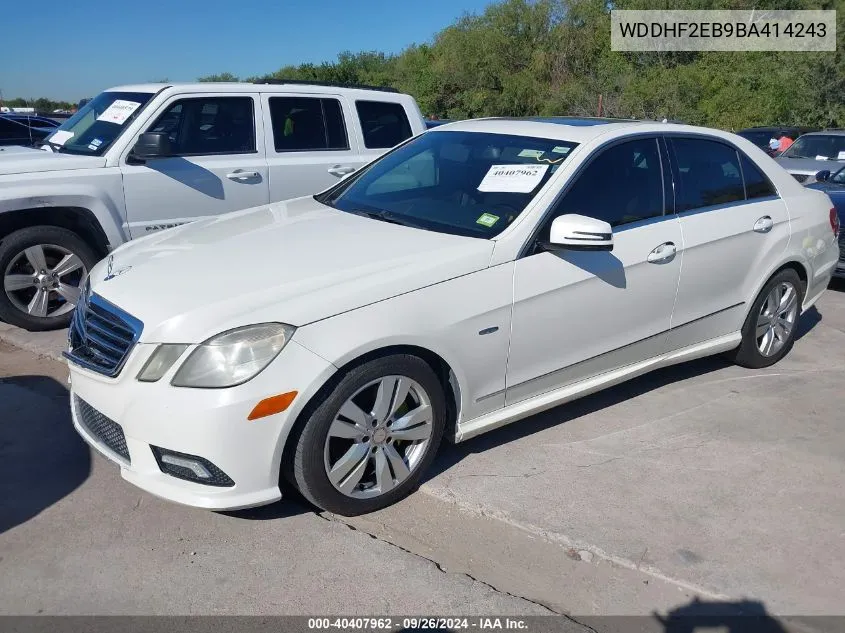 2011 Mercedes-Benz E 350 Bluetec VIN: WDDHF2EB9BA414243 Lot: 40407962