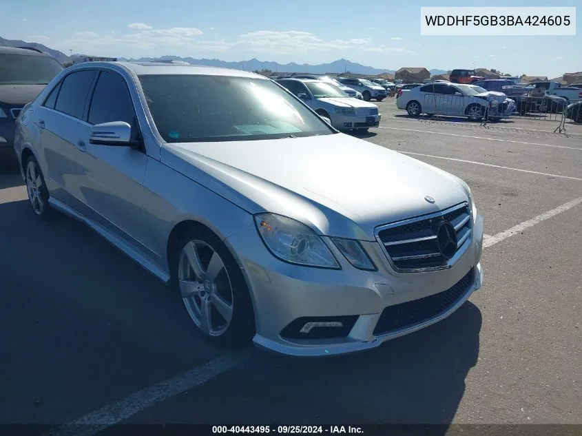 2011 Mercedes-Benz E 350 E 350 Sport VIN: WDDHF5GB3BA424605 Lot: 40443495