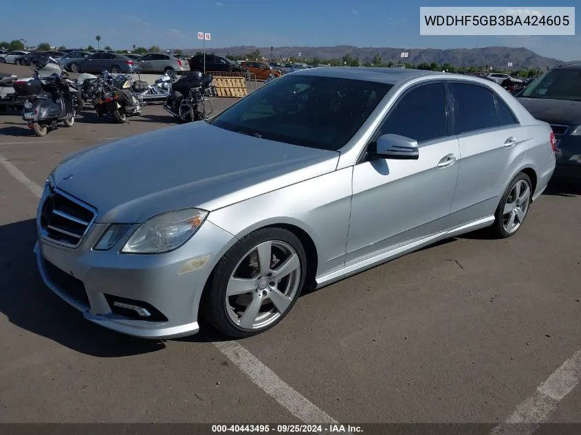 2011 Mercedes-Benz E 350 E 350 Sport VIN: WDDHF5GB3BA424605 Lot: 40443495