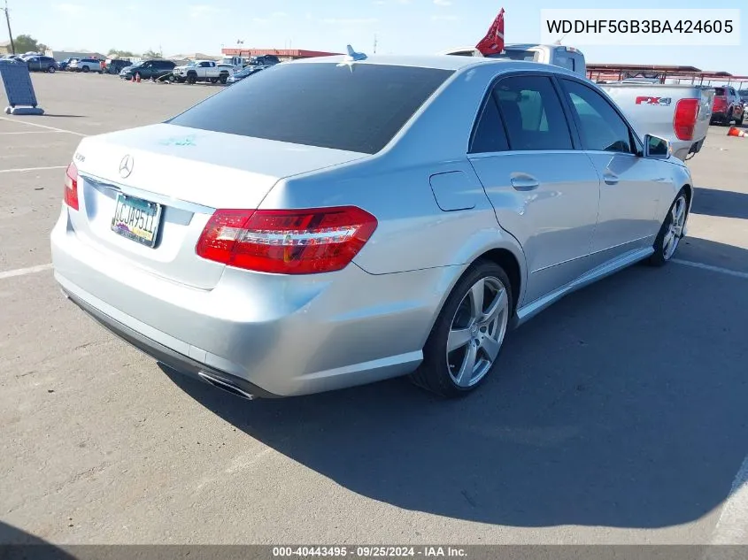 2011 Mercedes-Benz E 350 E 350 Sport VIN: WDDHF5GB3BA424605 Lot: 40443495