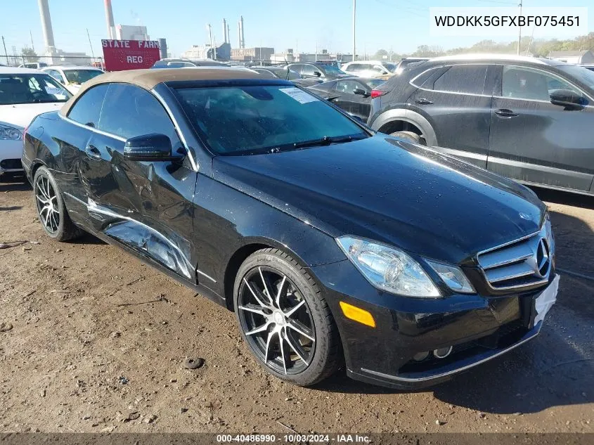 2011 Mercedes-Benz E 350 VIN: WDDKK5GFXBF075451 Lot: 40486990