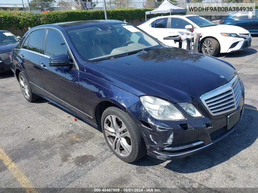 2011 Mercedes-Benz E 550 4Matic VIN: WDDHF9AB0BA384936 Lot: 40487909