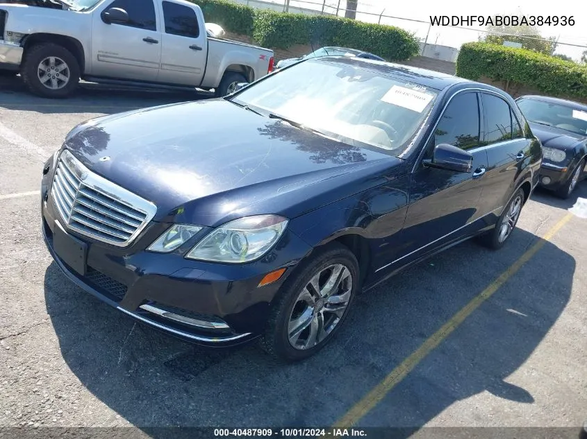 2011 Mercedes-Benz E 550 4Matic VIN: WDDHF9AB0BA384936 Lot: 40487909