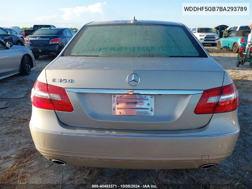 2011 Mercedes-Benz E 350 VIN: WDDHF5GB7BA293789 Lot: 40493371