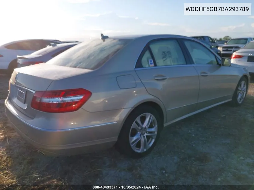 2011 Mercedes-Benz E 350 VIN: WDDHF5GB7BA293789 Lot: 40493371