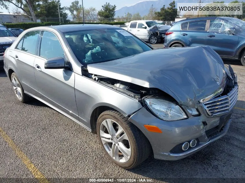 2011 Mercedes-Benz E 350 VIN: WDDHF5GB3BA370805 Lot: 40506943