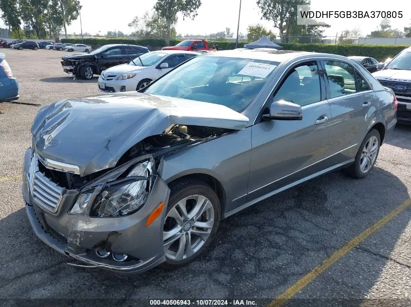 2011 Mercedes-Benz E 350 VIN: WDDHF5GB3BA370805 Lot: 40506943