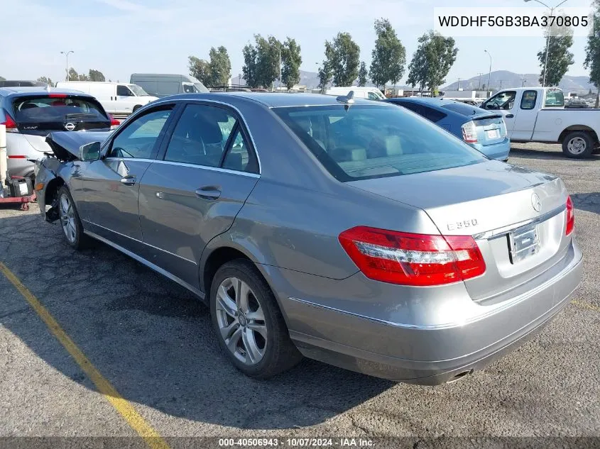 2011 Mercedes-Benz E 350 VIN: WDDHF5GB3BA370805 Lot: 40506943