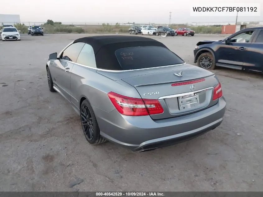 2011 Mercedes-Benz E 550 550 VIN: WDDKK7CF7BF081192 Lot: 40542529