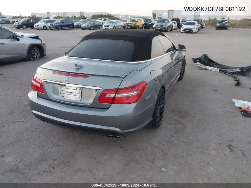 2011 Mercedes-Benz E 550 550 VIN: WDDKK7CF7BF081192 Lot: 40542529