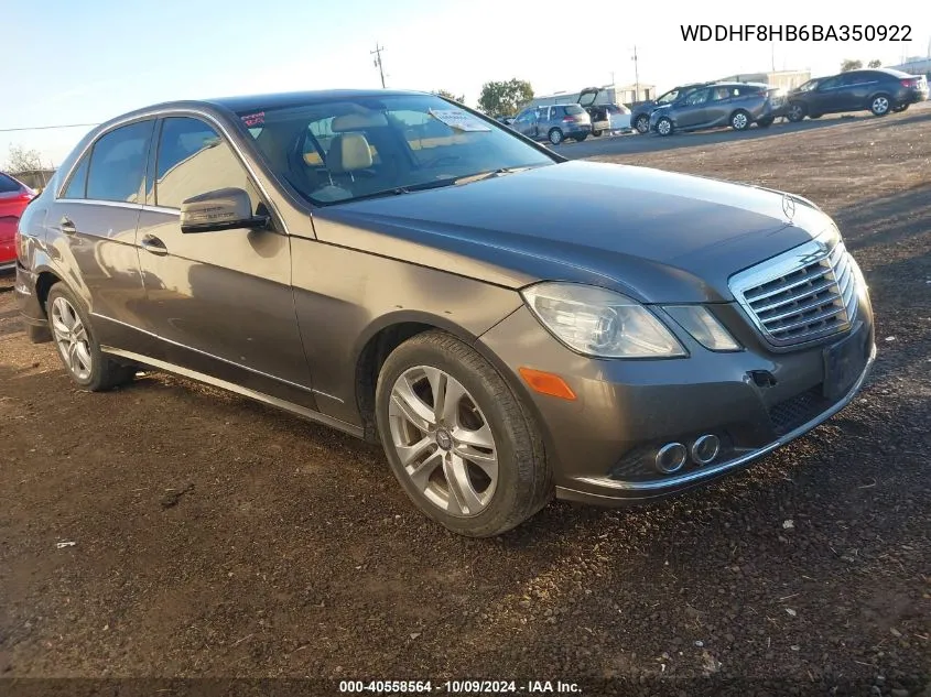 2011 Mercedes-Benz E 350 4Matic VIN: WDDHF8HB6BA350922 Lot: 40558564