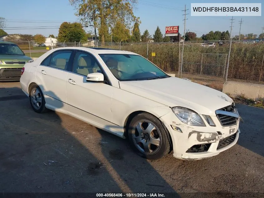 2011 Mercedes-Benz E 350 4Matic VIN: WDDHF8HB3BA431148 Lot: 40568406