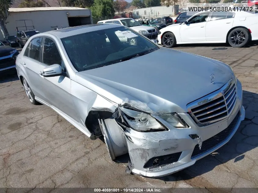 2011 Mercedes-Benz E 350 VIN: WDDHF5GB8BA417472 Lot: 40591801