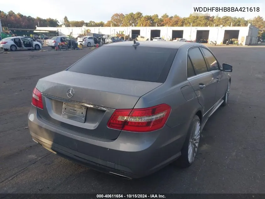 2011 Mercedes-Benz E 350 4Matic VIN: WDDHF8HB8BA421618 Lot: 40611654