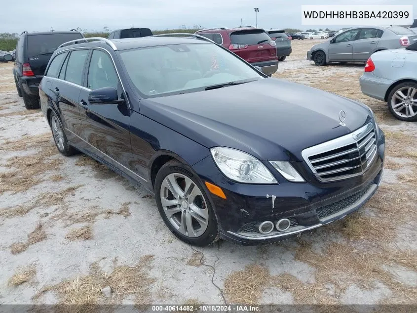 2011 Mercedes-Benz E 350 4Matic VIN: WDDHH8HB3BA420399 Lot: 40614482