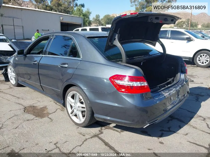 2011 Mercedes-Benz E 350 VIN: WDDHF5GB5BA316809 Lot: 40671849