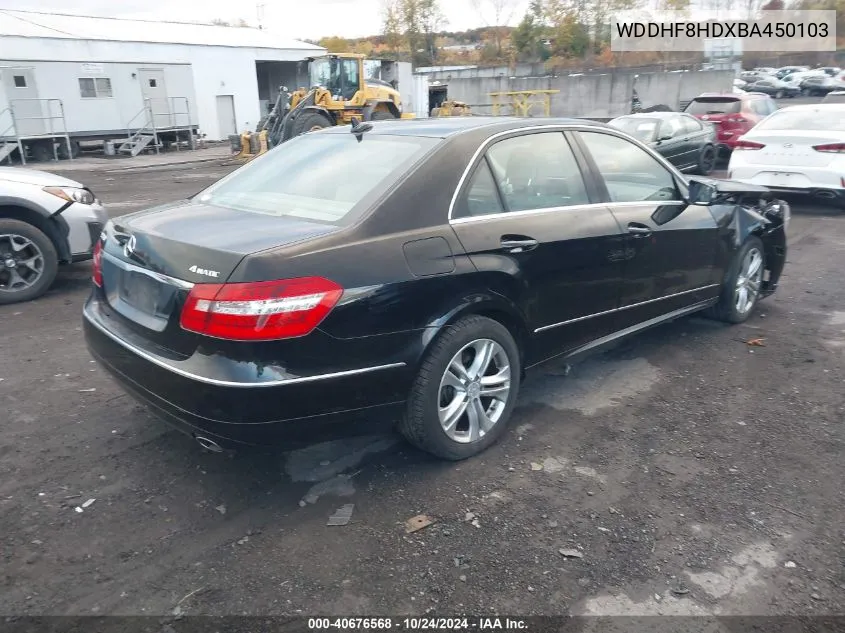 2011 Mercedes-Benz E 350 4Matic VIN: WDDHF8HDXBA450103 Lot: 40676568