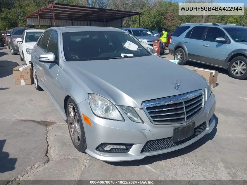 2011 Mercedes-Benz E 350 VIN: WDDHF5GB4BA422944 Lot: 40678076