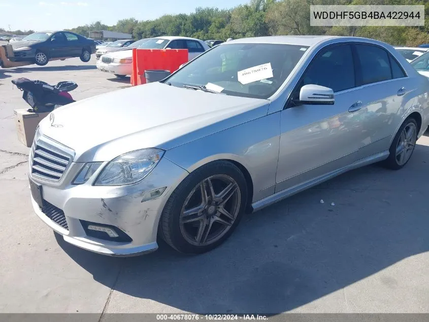 2011 Mercedes-Benz E 350 VIN: WDDHF5GB4BA422944 Lot: 40678076