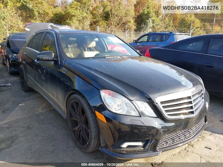 2011 Mercedes-Benz E 350 VIN: WDDHF5GB2BA418276 Lot: 40684059