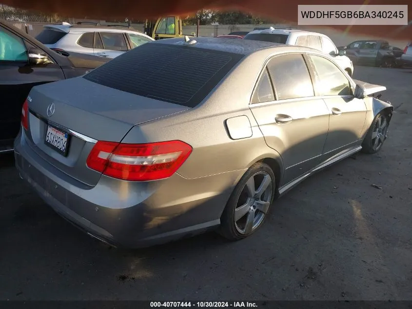 2011 Mercedes-Benz E 350 VIN: WDDHF5GB6BA340245 Lot: 40707444