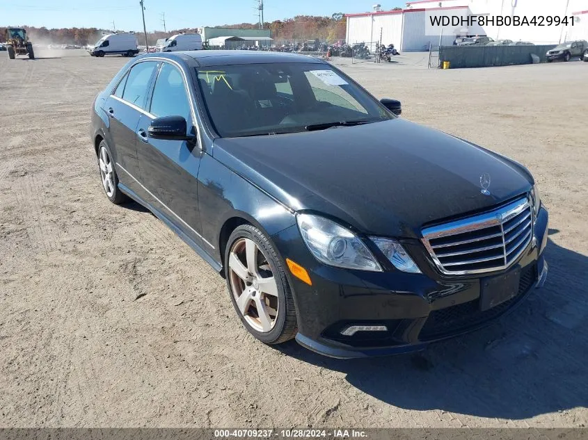 2011 Mercedes-Benz E 350 4Matic VIN: WDDHF8HB0BA429941 Lot: 40709237