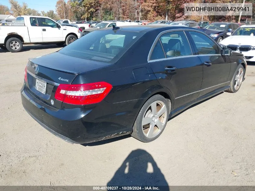 2011 Mercedes-Benz E 350 4Matic VIN: WDDHF8HB0BA429941 Lot: 40709237