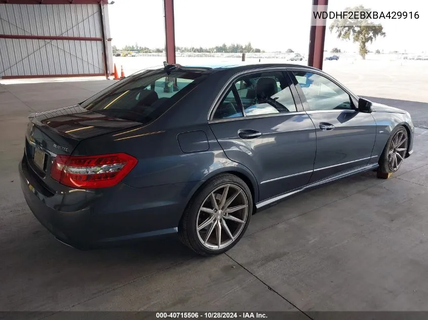 2011 Mercedes-Benz E 350 Bluetec VIN: WDDHF2EBXBA429916 Lot: 40715506