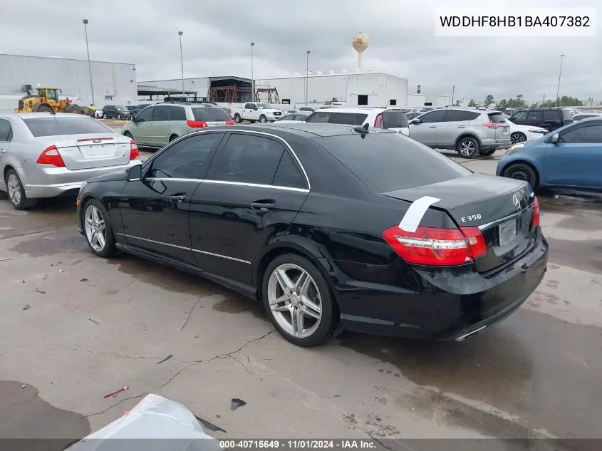 2011 Mercedes-Benz E 350 4Matic VIN: WDDHF8HB1BA407382 Lot: 40715649