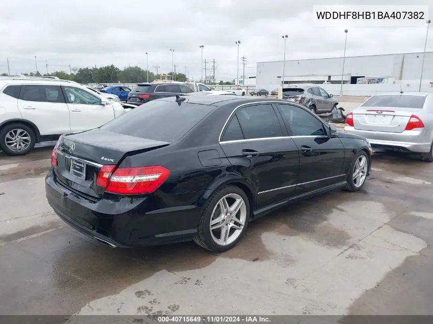 2011 Mercedes-Benz E 350 4Matic VIN: WDDHF8HB1BA407382 Lot: 40715649