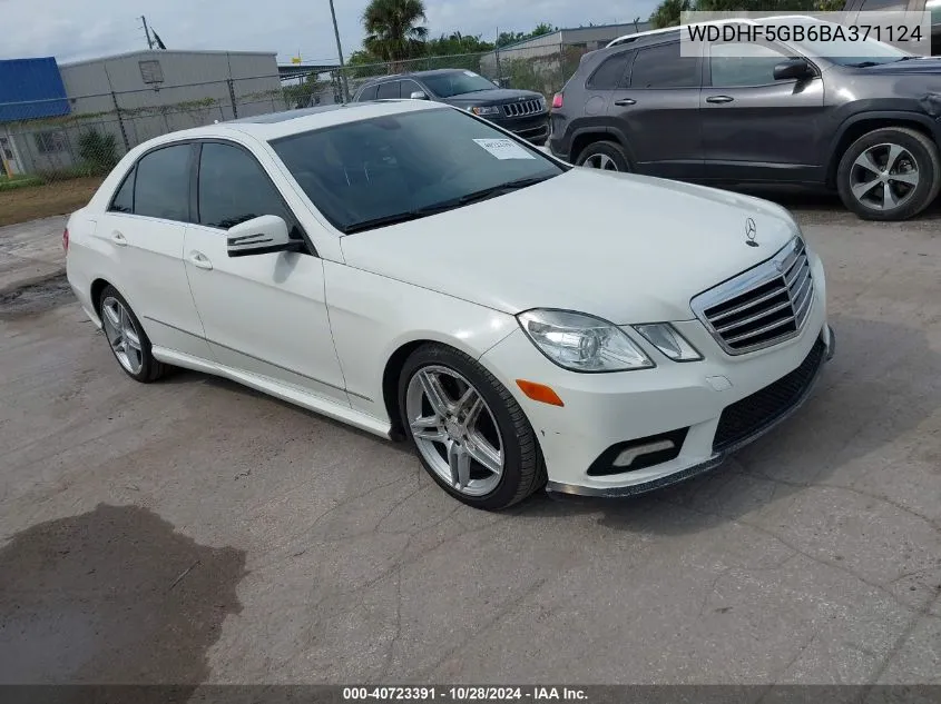 2011 Mercedes-Benz E 350 VIN: WDDHF5GB6BA371124 Lot: 40723391