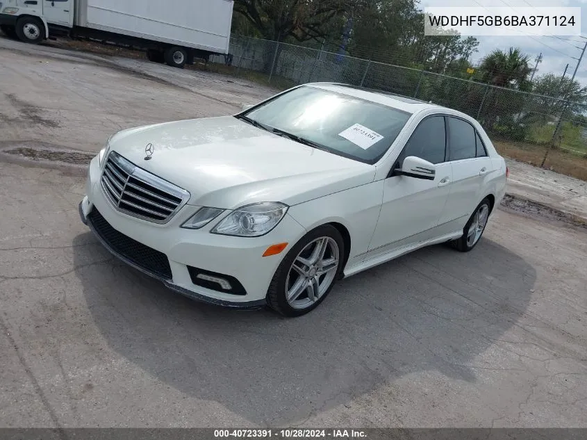 2011 Mercedes-Benz E 350 VIN: WDDHF5GB6BA371124 Lot: 40723391