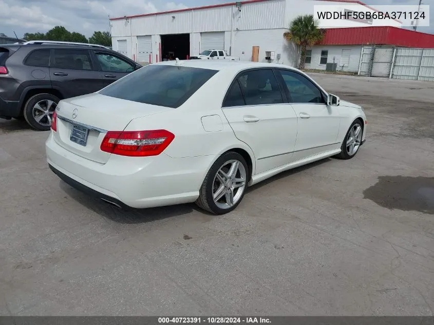 2011 Mercedes-Benz E 350 VIN: WDDHF5GB6BA371124 Lot: 40723391