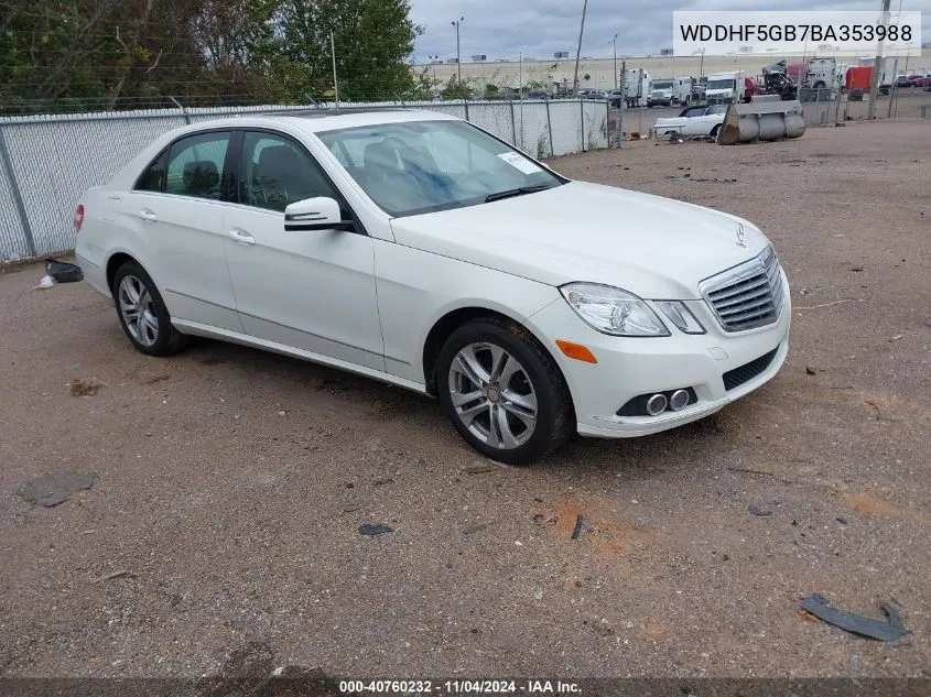 2011 Mercedes-Benz E 350 350 VIN: WDDHF5GB7BA353988 Lot: 40760232