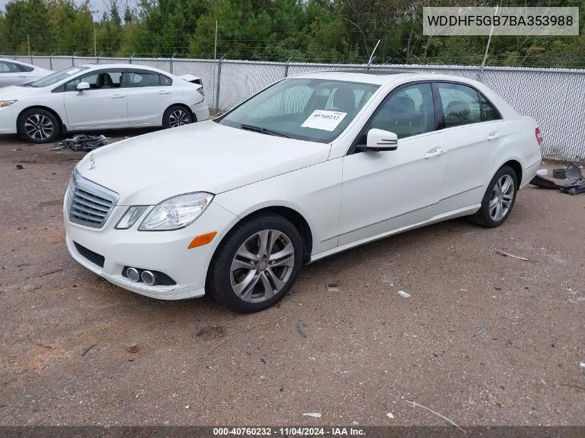 2011 Mercedes-Benz E 350 350 VIN: WDDHF5GB7BA353988 Lot: 40760232