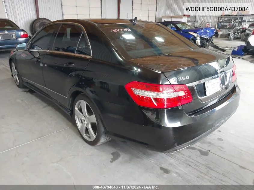 2011 Mercedes-Benz E 350 VIN: WDDHF5GB0BA437084 Lot: 40794048