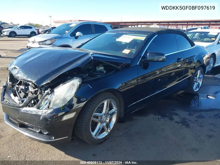 2011 Mercedes-Benz E 350 VIN: WDDKK5GF0BF097619 Lot: 40809113