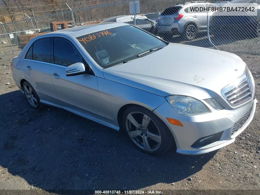 2011 Mercedes-Benz E 350 4Matic VIN: WDDHF8HB7BA472642 Lot: 40813748