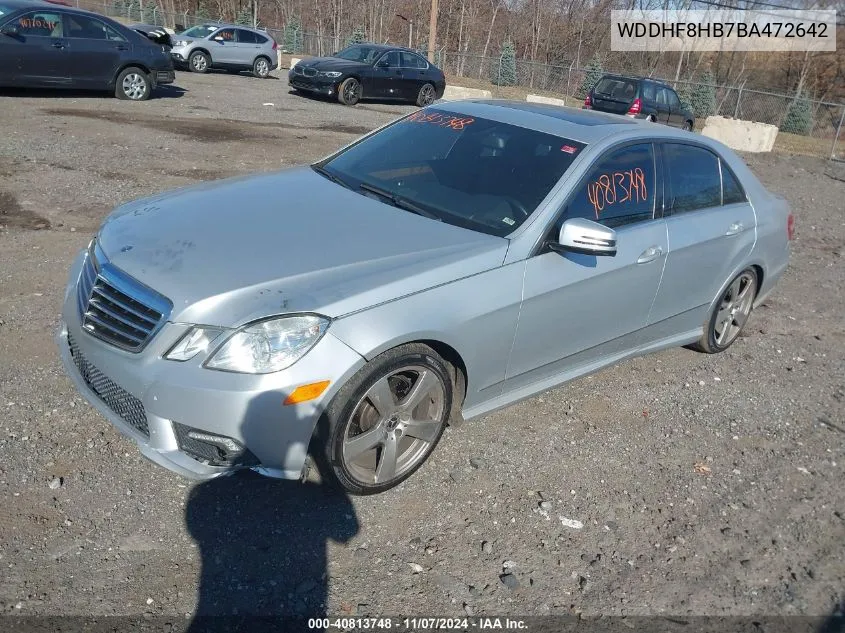 2011 Mercedes-Benz E 350 4Matic VIN: WDDHF8HB7BA472642 Lot: 40813748