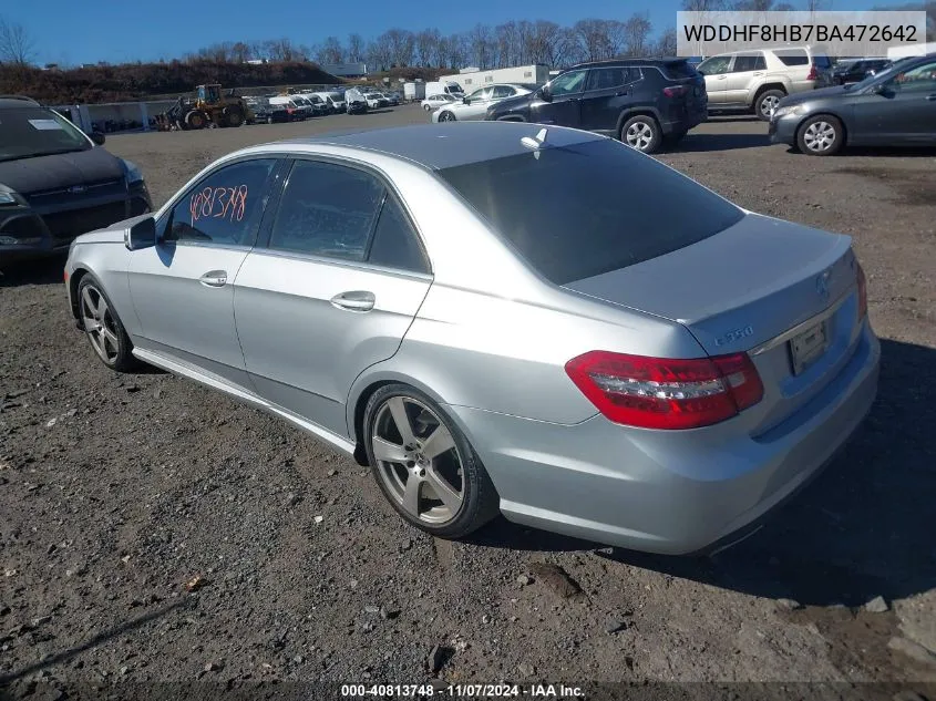 2011 Mercedes-Benz E 350 4Matic VIN: WDDHF8HB7BA472642 Lot: 40813748