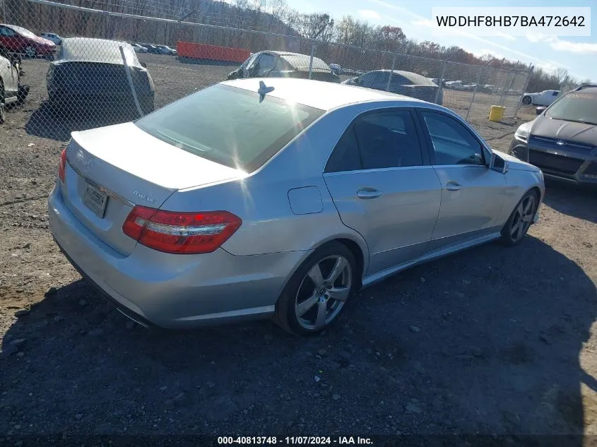 2011 Mercedes-Benz E 350 4Matic VIN: WDDHF8HB7BA472642 Lot: 40813748