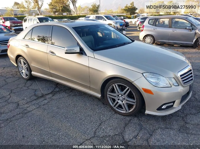 2011 Mercedes-Benz E 350 VIN: WDDHF5GB9BA275990 Lot: 40830304