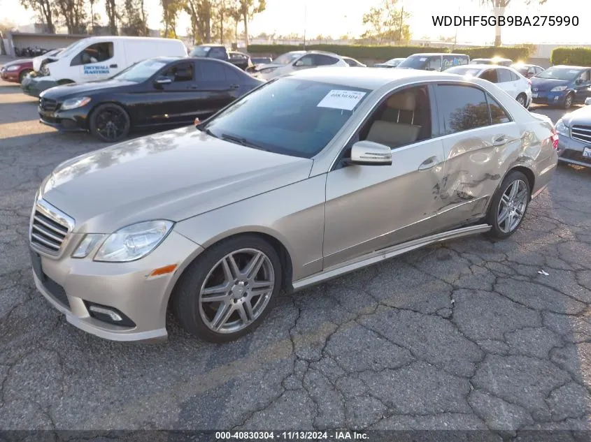 2011 Mercedes-Benz E 350 VIN: WDDHF5GB9BA275990 Lot: 40830304