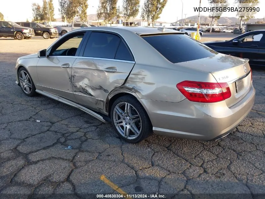 2011 Mercedes-Benz E 350 VIN: WDDHF5GB9BA275990 Lot: 40830304