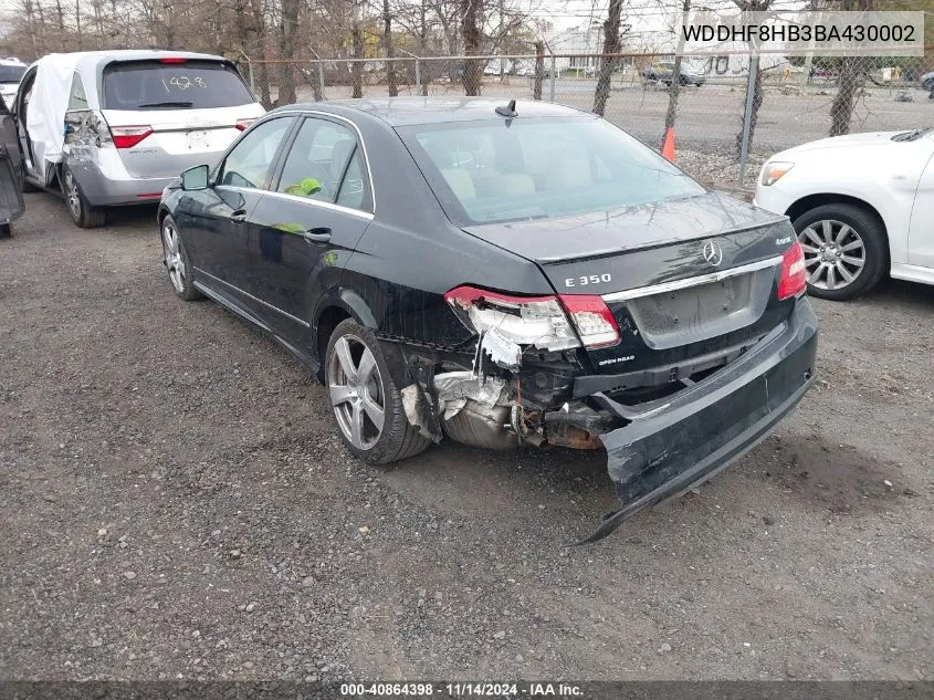 2011 Mercedes-Benz E 350 4Matic VIN: WDDHF8HB3BA430002 Lot: 40864398